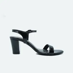 Kneetoes Women Stylish Black Buckled Block Heels image 5