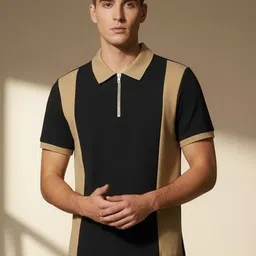 HERE&NOW Men Colourblocked Polo Collar T-shirt-picture-32