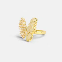 SOHI Gold Plated Artificial Stones Adjustable Butterfly Dreams Statement Finger Ring image 3