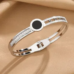 MYKI Women Silver-Plated Cubic Zirconia Kada Bracelet-picture-39