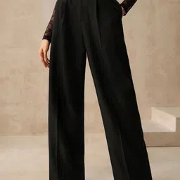 Chemistry Women Relaxed Straight Leg Baggy High-Rise Pleated Wide Leg Trousers-picture-11