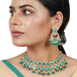 Women Click Stones Studded & Beaded Jewellery Set-picture-17