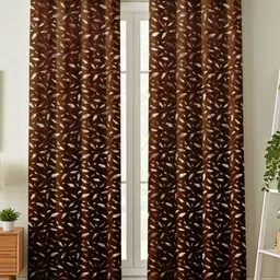 GEET CREATIONS Brown Set of 2 Floral Window Curtain-picture-34