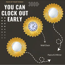 Myntra Elegant Homes Gold-Toned & White Textured Contemporary Wall Clock image 2