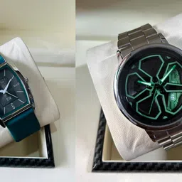 fenton watches Trendy Classic Series Mesh Chain Stainless Steel Octagone-Green::Black::Green Analog Watch - For Men FW - 97_SC (Green)-picture-18