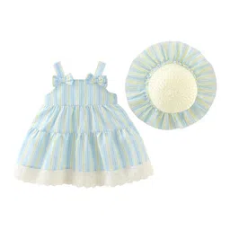 StyleCast x Revolte Girls Cotton Striped Tiered A-Line Dress With Hat-picture-44