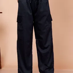 GRX Women Relaxed Straight Leg Easy Wash Cargos Trousers-image-78