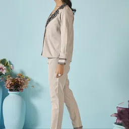 Anouk Embroidered Notched Lapel Jacket Top With Trousers Co-Ords Set image 2