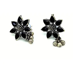 Yash Jewels Emporiums Silver Plated Artificial Stones Studded Oxidised Drop Earrings-image-84
