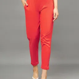 THE PAJAMA FACTORY Women Solid Tailored Tapered Fit High-Rise Trousers-image-78