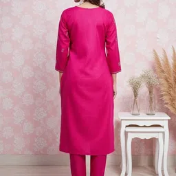 Anouk Women Ethnic Motifs Embroidered Thread Work Kurta with Trousers & With Dupatta image 2