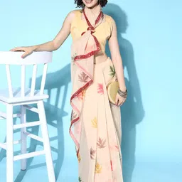 HERE&NOW Floral Printed Organza Saree-picture-28