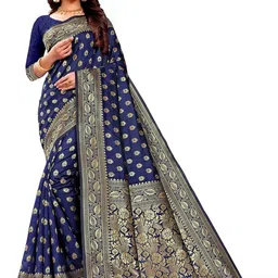 KALINI Woven Design Zari Silk Blend Kanjeevaram Saree-image-92