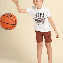 U.S. Polo Assn. Kids Boys Graphic Printed Round Neck Cotton Regular Fit T-shirt image 5