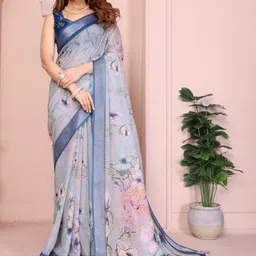 Suraj pari singh Floral Pure Linen Saree-picture-16