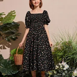 White World Girls Floral Printed Fit & Flare Maxi Dress-picture-56