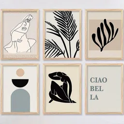 WALLLANE Brown 6 and more Piece Wood Abstract Wall Paintings image 4