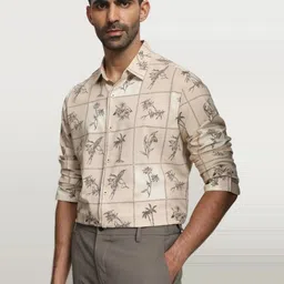 Mufti Men Slim Fit Floral Printed Spread Collar Cotton Casual Shirt-image-90