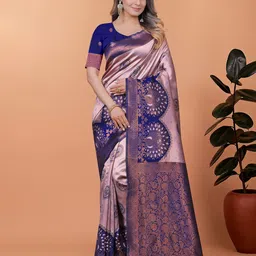 HERE&NOW Ethnic Motifs Woven Design Banarasi Saree-picture-27