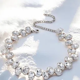 MANSIYAORANGE Rhodium-Plated American Diamond Studded Jewellery Set-image-31