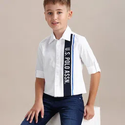 U.S. Polo Assn. Kids Boys Brand Logo Printed Pure Cotton Casual Shirt-picture-39