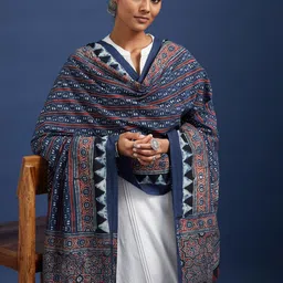 Taavi Ethnic Motif Printed Ajrakh Pure Cotton Dupatta-picture-28