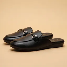 ERIDANI Women Embellished Mules Buckles Flats-image-0
