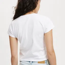 UniBlu Born To Yap Printed Round Neck Cotton Crop T-shirt image 2