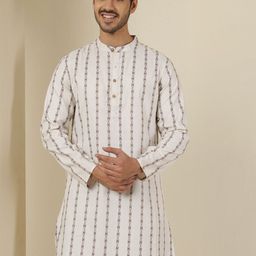 Anouk Rustic Striped Mandarin Colllar Cotton Straight Kurta-picture-34