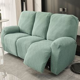 HOKIPO Green Jacquard 3 Seater Recliner Cover With Arms-picture-0