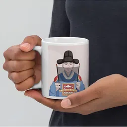 Mr UVD White & Blue Printed Ceramic Matte Mugs Set of Cups and Mugs image 5