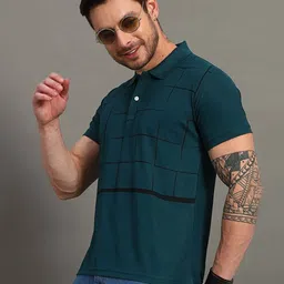 STELVIN Men Geometric Printed Polo Collar Cotton T-shirt-picture-26