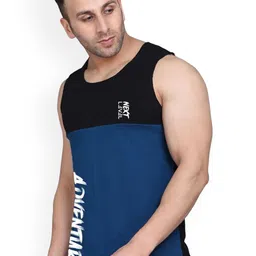 SLOWLORIS Pack of 2 Printed Combed Cotton Vest VSL26 CMB(CHS MUSTARD)(ADV BLACKPEACOCK) image 2