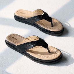 ID Women Textured T-Strap Thong Sandals-picture-11