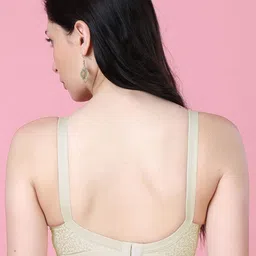 SHYAM SONS FLAIR Floral Full Coverage Butterscotch & White Seamed Non Padded Bra image 5