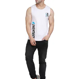 SLOWLORIS Pack Of 2 Printed Round Neck Sleeveless Bio-Wash Cotton Gym Vests image 4