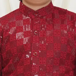Aj DEZInES Boys Geometric Embroidered Long Sleeves Sequinned Kurta image 2