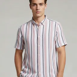 Celio Men Classic Fit Vertical Striped Spread Collar Cotton Casual Shirt-image-63