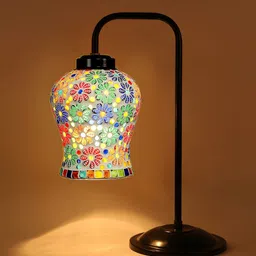 Devansh White Abstract Shaped Printed Table Lamp with Shade image 4