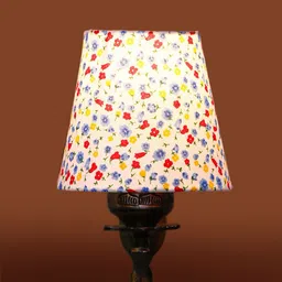 Devansh White & Blue Printed Antique Wall Lamp With Cotton Conical Shade image 4