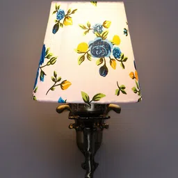 Devansh White & Blue Textured Antique Wall Lamp With Cotton Conical Shade image 5