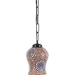 Devansh Orange & Gold-Toned Mosaic Hanging Lamp with Glass Shade image 2