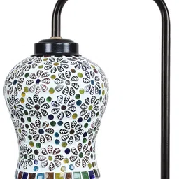 Devansh White Abstract Shaped Printed Table Lamp with Shade image 3