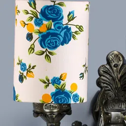 Devansh White & Blue Printed Antique Wall Lamp With Cotton Shade image 5