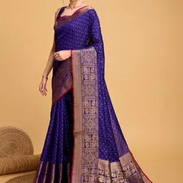 VS MALL Ethnic Motifs Woven Design Zari Saree image 3