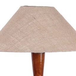 Devansh Beige & Brown Textured Wooden Floor Lamp With Cotton Shade image 4