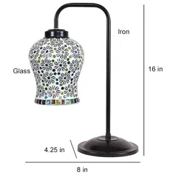 Devansh White Abstract Shaped Printed Table Lamp with Shade image 5