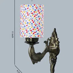 Devansh White & Blue Antique Wall Lamp With Cotton Conical Shade image 4