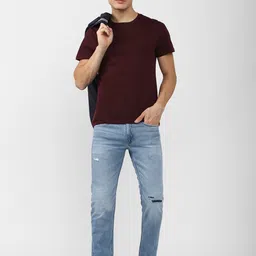 Peter England Casuals Men Tapered Fit Low Distress light Fade Stretchable Cropped Jeans image 2