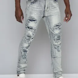 WAIMEA Men Hollywood Skinny Fit Highly Distressed Heavy Fade Stretchable Jeans image 5